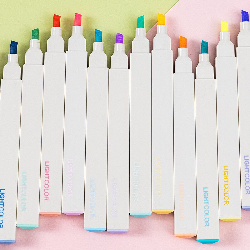 6pcs Light Color Highlighter Pen Set Soft Brush Art Marker Liner for Drawing Paint Office School A6281