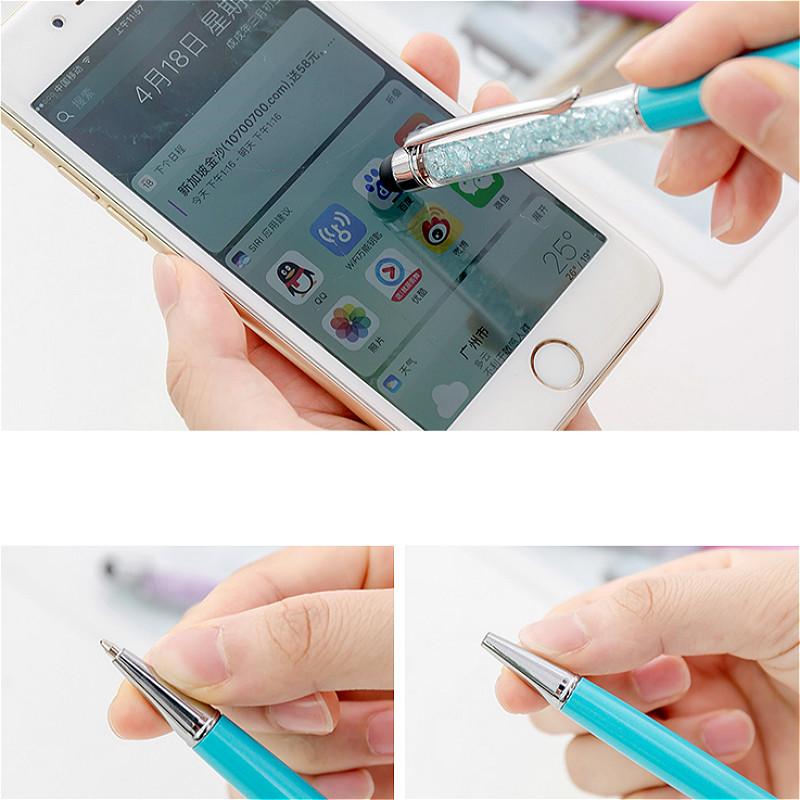 1@#1pcs Diamond Crystal Ballpoint Pen Multifunction Touch Gel Ink Pen Roller Ball Pen Stationery Ball-Point 0.5mm Drop Shipping