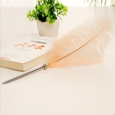 1PCS Feather Ballpoint Pen Ostrich Plush Cute 6 Color Office Signature Metal Pens Romantic Stationery Gift Office Supplies