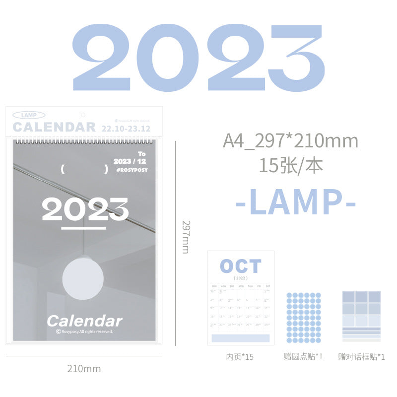 Clear 2023 A3 A4 wall calendar