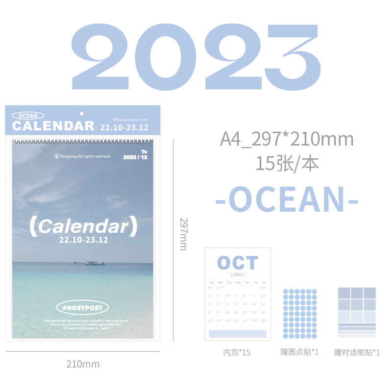 Clear 2023 A3 A4 wall calendar