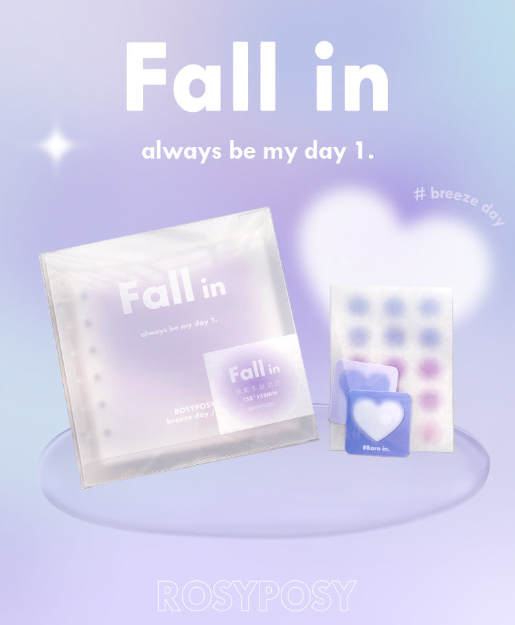 Fall in ♥ Square loose-leaf notebook, gradient removable notebook