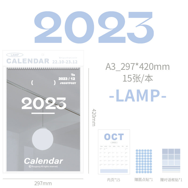 Clear 2023 A3 A4 wall calendar