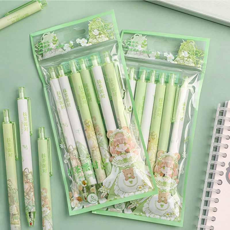 6pcs/set Japanese Stationery Cute Pens Stationary Pens Back To School Korean Stationery Kawaii Gel Pens Office School Supplies