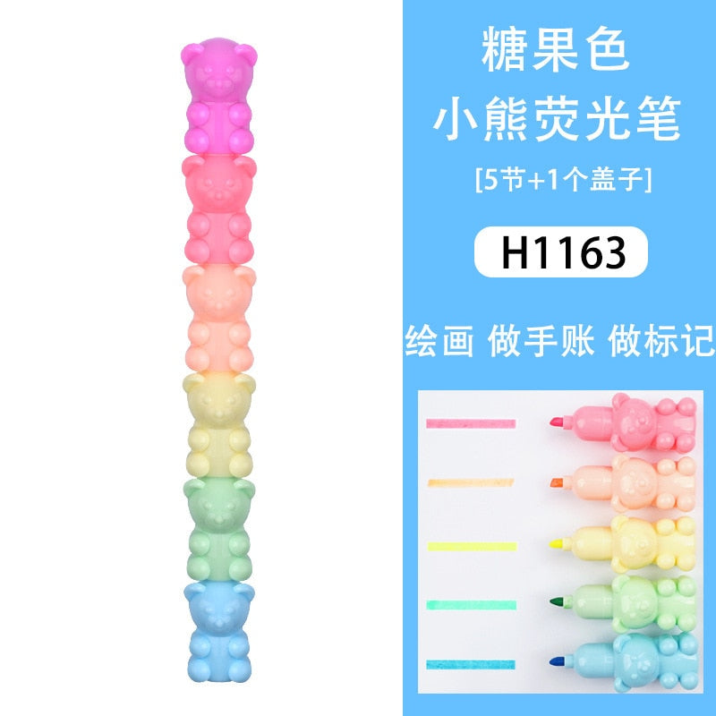 New Style Creative Cartoon Ice Cream Football Highlighter Macaron Color Splicing Pen Student Line Color Note Marker Pen