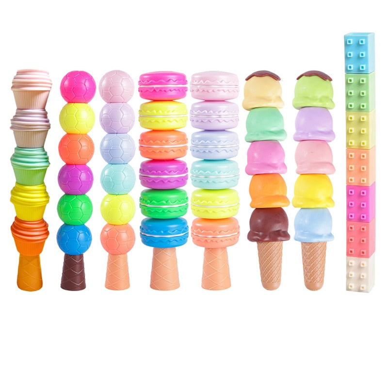 New Style Creative Cartoon Ice Cream Football Highlighter Macaron Color Splicing Pen Student Line Color Note Marker Pen