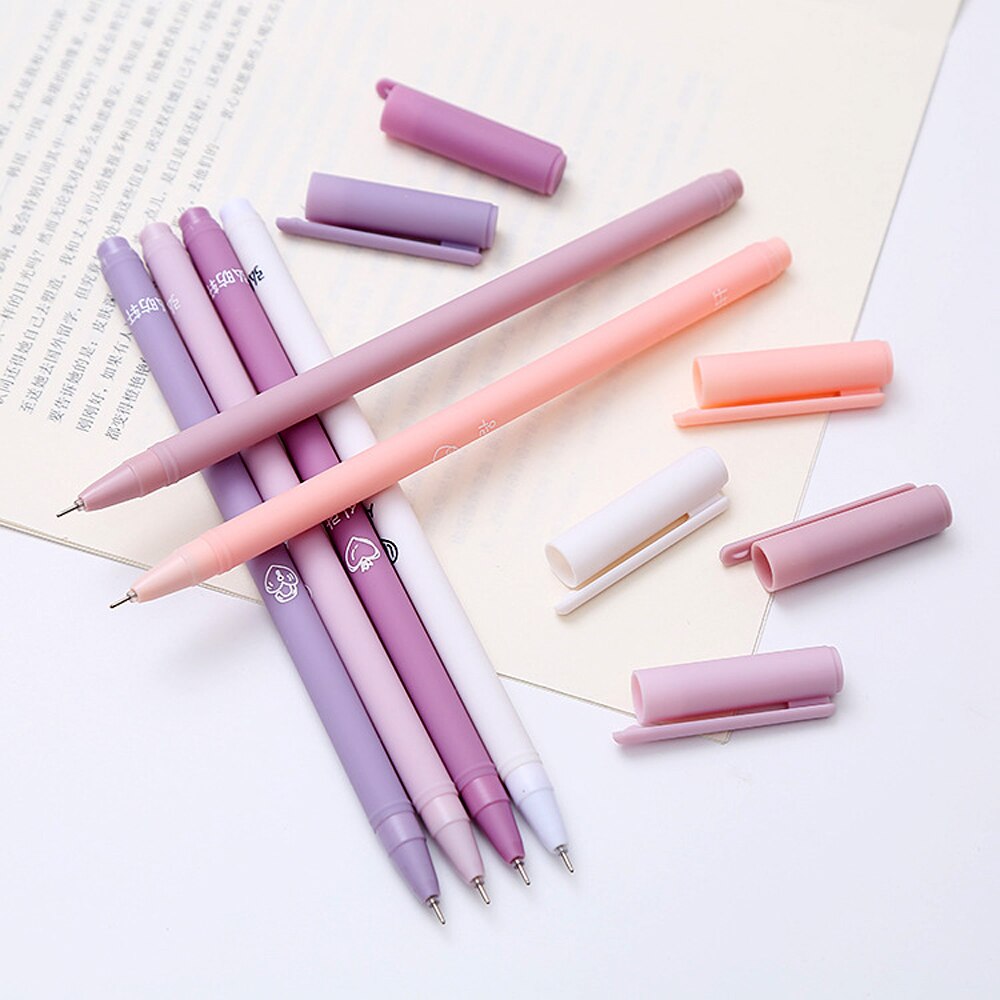 6Pcs/Set Cute Morandi Gel Pen Set Retro 0.5mm Black Signature Pen Student Writing Ink Pen Ballpoint Pen School Office Stationery