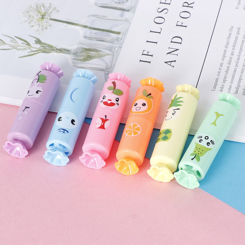 6Pcs Creative Ice Cream Cat Paw Highlighters Set Mini Kids Students Drawing Marking Supplies Kids Novelty Gift Kawaii Stationery