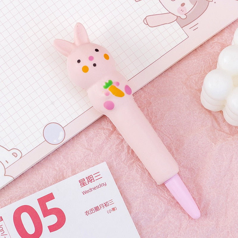 0.5mm Kawaii Animals Stress Relieve Squishy Gel Pen Signature Squeeze Foam Pen Cute School Office Supplies Gift Stationery