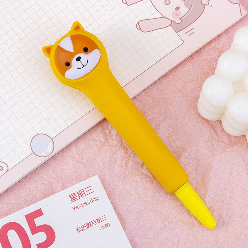 0.5mm Kawaii Animals Stress Relieve Squishy Gel Pen Signature Squeeze Foam Pen Cute School Office Supplies Gift Stationery