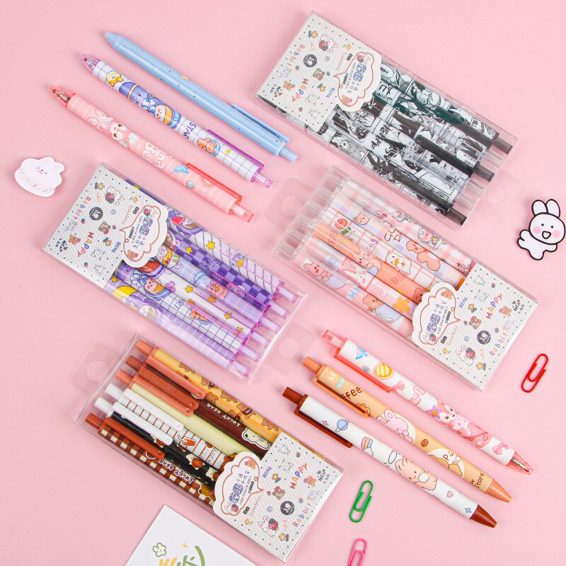 6Pc/Lot Kawaii Gel Pen Set Cute Pens 0.5mm Black Ink Cartoon School Student Stationery Supplies wholesale