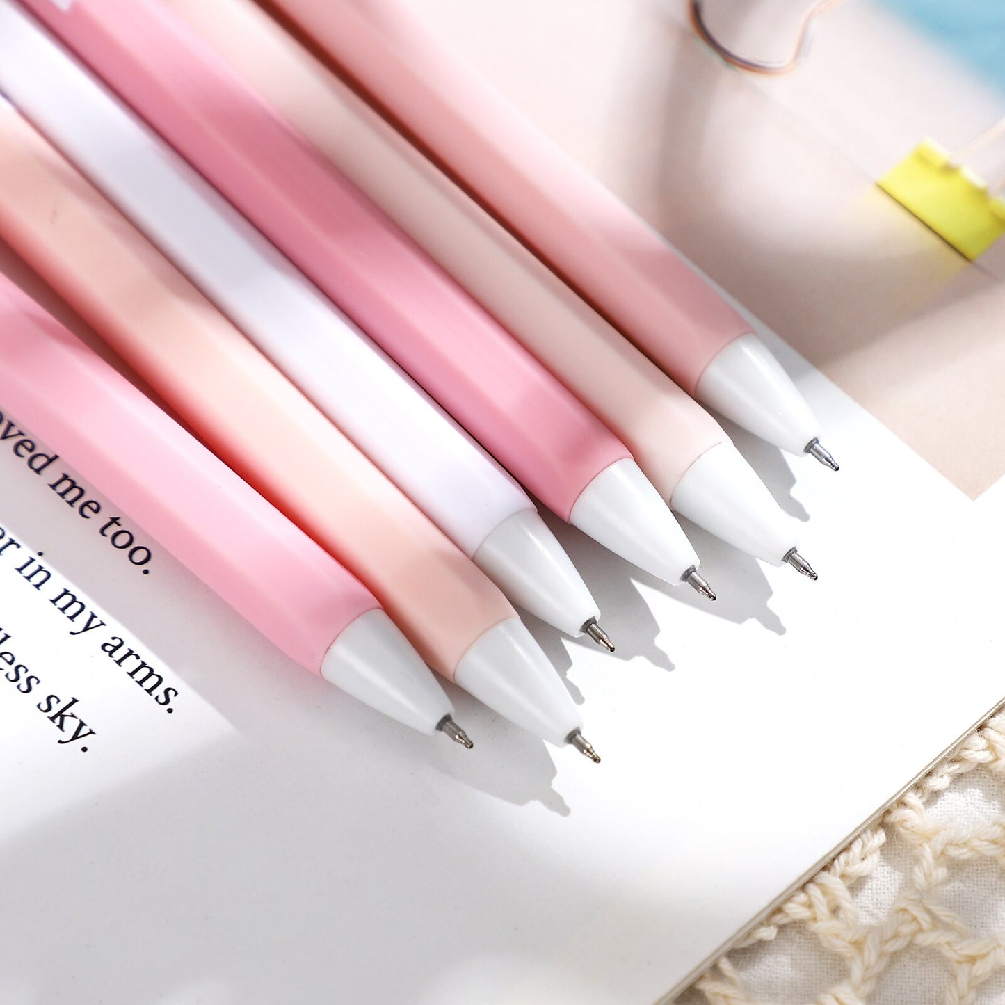 6Pcs/Set Cute Morandi Color Press Gel Pen ST Nib 0.5mm Black Ink Office Signature Pen Student Kawaii Stationery Writing Supplies