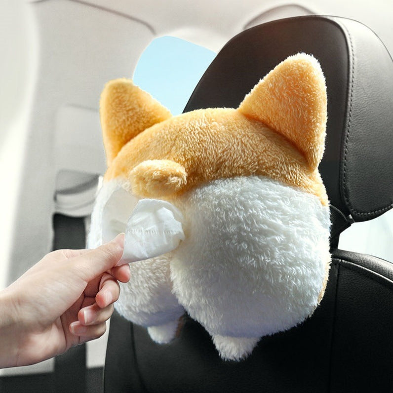 Car Tissue Box Storage Supplies Creative Cute Paper Hanging Corgi Ass Cartoon